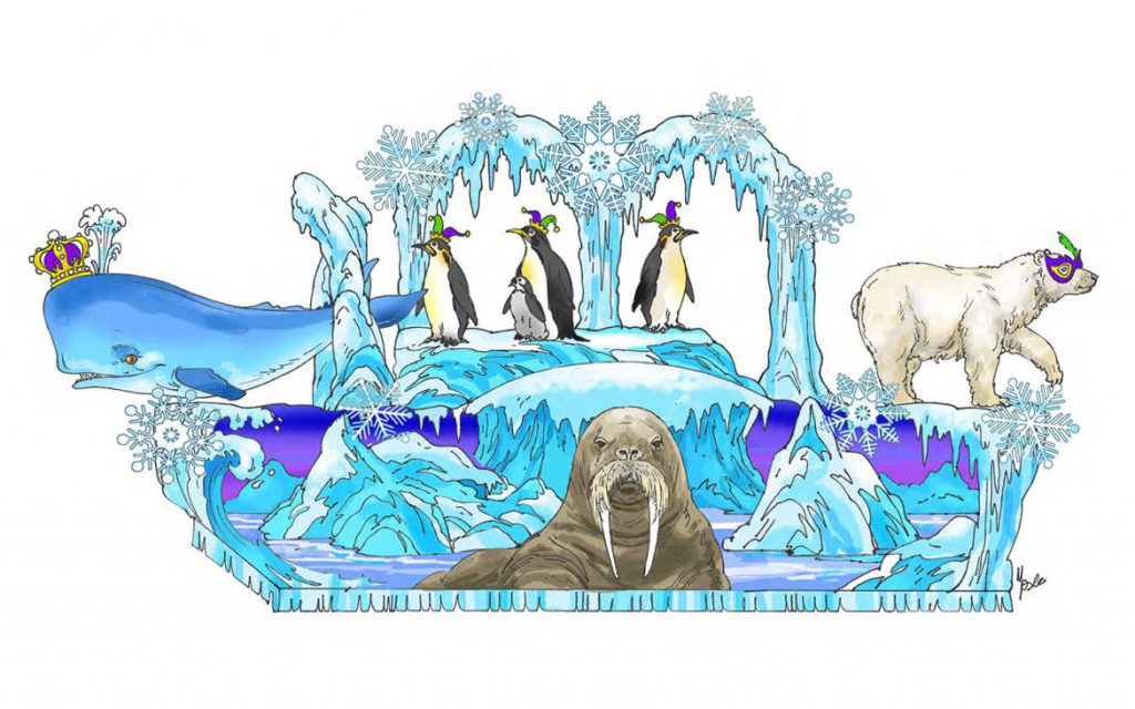 Universal’s Mardi Gras – Arctic Parade Float Rendering (illustration)