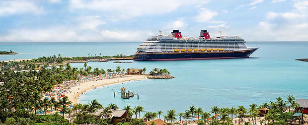 Disney Cruise Line ship docked at Castaway Cay