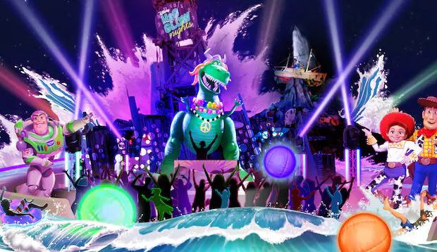 Disney characters at H2O Glow Nights