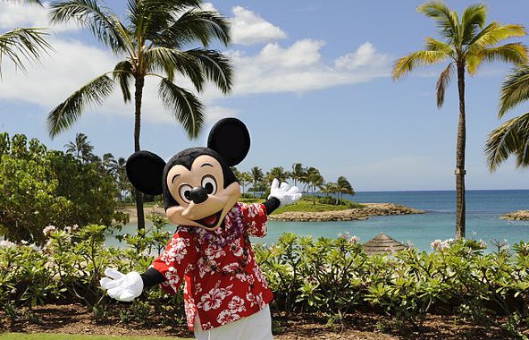 Mickey in a Hawaiian shirt