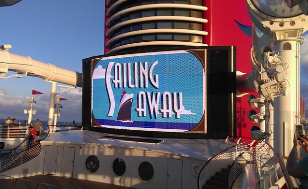 Sailing Away sign on DCL ship