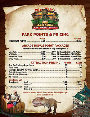 Wild Willys Dino Adventure Park Points and Pricing poster