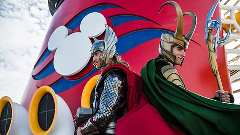 sideview of Thor and Loki on Disney Cruise ship