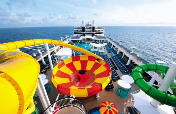 swimming pool and slides on NCL ship