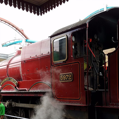 view of Hogwarts Express train