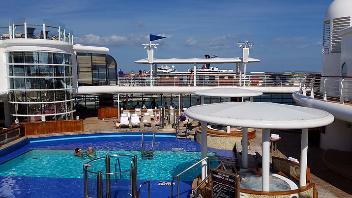 view of deck pool area on board Disney Wonder